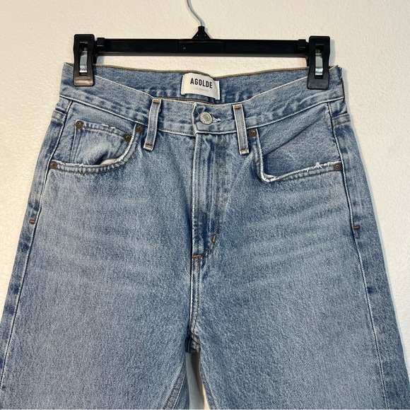 AGOLDE Cherie High Rise Straight Jeans Size 25 in Merit Chic Raw Hem Denim - Picture 4 of 8